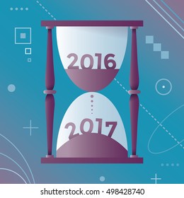 Abstract hourglass falling sand taking the shape of 2016 - 2017. 
Idea - New Year 2017 eve concept.