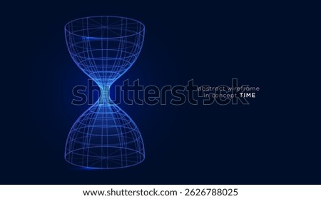 Abstract hourglass with particles flowing isolated on white background. Vector illustration in concept time, technology, modern, digital, poster, flyer	