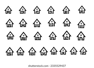 plantilla de vector de alfabeto de casa abstracta
