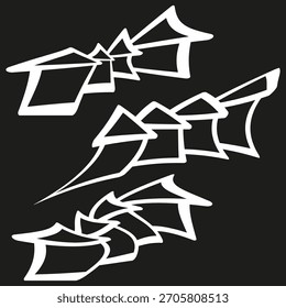 Setas de casa abstratas. Movimento dinâmico para cima. Símbolo crescente Vetor. Elemento de plano de fundo escuro