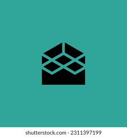 logotipo de construcción interior de edificio de viviendas abstractas