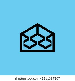 abstract house building interior construction logo