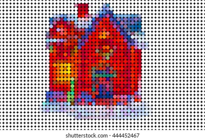 Abstract house composed of colored circle