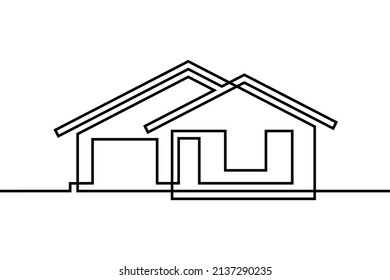 Abstract House Continuous Line Art Drawing Stock Vector (Royalty Free ...