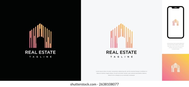Abstract house design logo. House building property icon symbol	