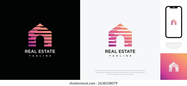 Abstract house design logo. House building property icon symbol	