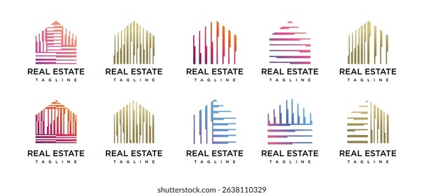 Abstract house design logo collection. House building property icon symbol