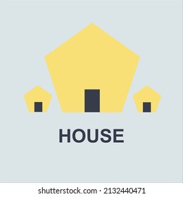 Abstract house design using shapes, comparison of big houses and small houses in Indonesia.