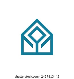 abstract house diamond nature logo