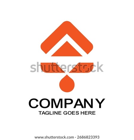 Abstract House and Drop Logo, Geometric Location Pin Icon, Modern Arrow Symbol Vector