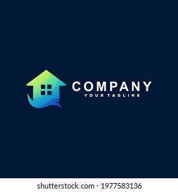 abstract house gradient logo design