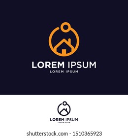 Abstract house hands logo design template. Premium real estate sign. Universal protection care home realty business vector icon. Negative space idea logotype