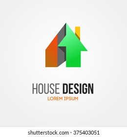 Abstract house home vector logo. Building company logo. Private cottage logo. Home house roof and mortgage, banking, loan house, royalty. Apartments, mortgage. Real estate agent. Development logo. 