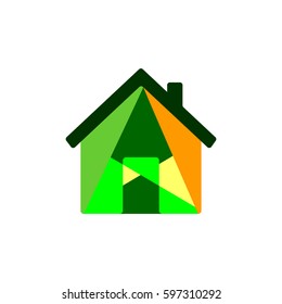 Abstract house icon, flat design template, vector illustration