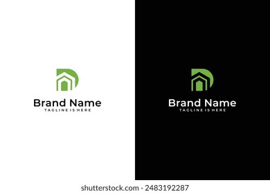 abstract house initial D vector logo