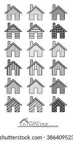 Abstract House line icon set.