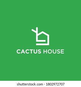 abstract house logo. cactus icon