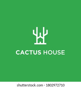 abstract house logo. cactus icon