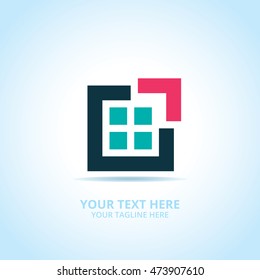 Abstract House logo, design concept, emblem, icon, flat logotype element for template.