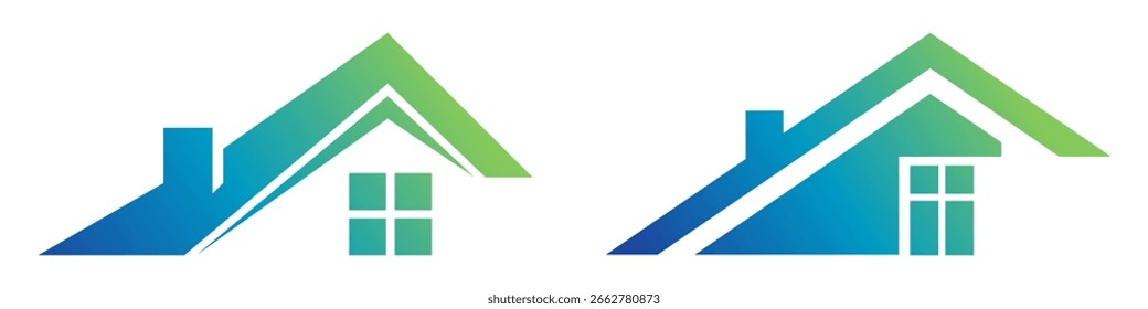 Diseño de logotipo de casa Abstractas con techo moderno y Elementos arquitectónicos para bienes raíces y propiedades