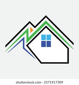 Abstract House logo design green and black.