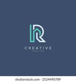 Abstract House logo design. Initial R letter concept.