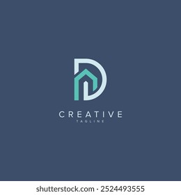 Abstract House logo design. Initial D letter concept.