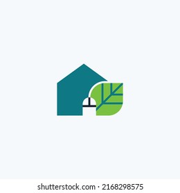 Abstract house logo design with leaf template. Home vector icon, real estate company  logo