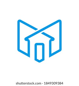 Diseño del logotipo de la casa abstracta, símbolo del hogar de estilo lineal, icono del edificio inmobiliario - Vector