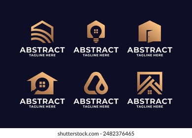 Abstract house logo design. Luxury home logo set.