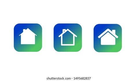 Abstract house logo design template. Colorful sign. Houses icons and logo templates set in blue and green colors, isolated icon