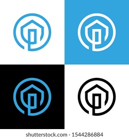 Abstract house logo design template, one line art home icon design - Vector