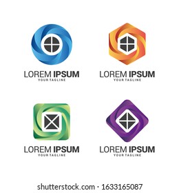 Abstract house logo design template. Colorful sign.