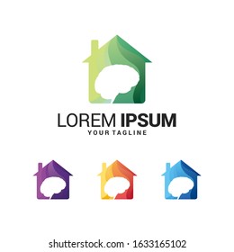Abstract house logo design template. Colorful sign.