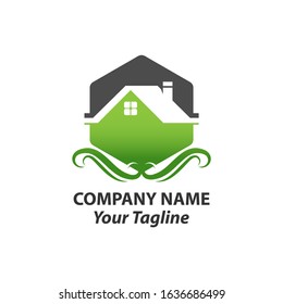 Abstract house logo design template. Premium real estate sign. Universal protection care home realty business vector icon. Negative space idea logotype