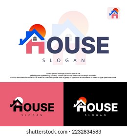 Abstract house logo design template. Vector art isolated design.