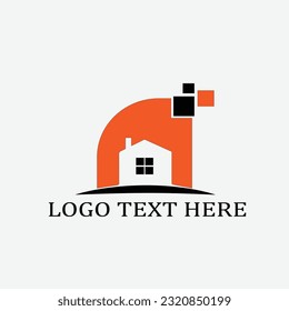 Design-Vorlage für abstraktes Haus-Logo. Farbiges Schild. Universelles Vektorsymbol