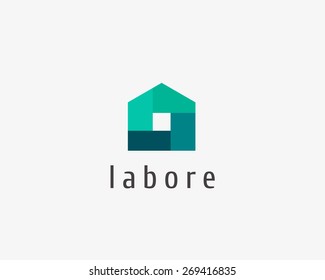 Abstract house logo design template. Colorful sign. Universal vector icon