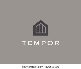 Abstract House Logo Design Template. Premium Real Estate Finance Sign. Universal Business Foundation Mount Rock Vector Icon