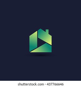 Abstract house logo design template. Colorful sign. Universal vector icon. Vector illustration.