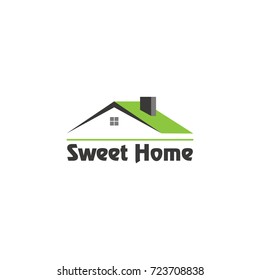 Abstract House logo design template green sweet home