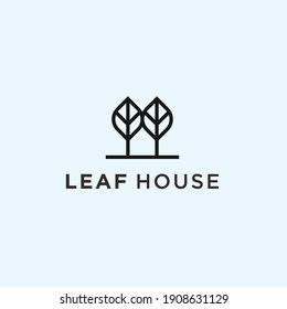 abstract house logo. leaf icon