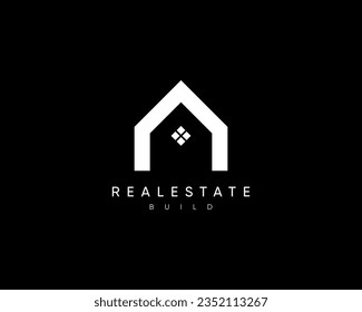 Abstract house logo. Modern architecture, structure, planning, property, residence, apartment vector design symbol.