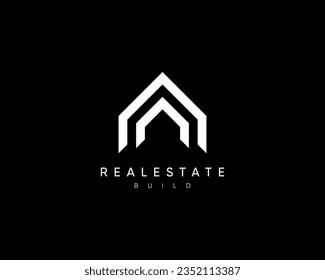 Abstract house logo. Modern architecture, structure, planning, property, residence, apartment vector design symbol.