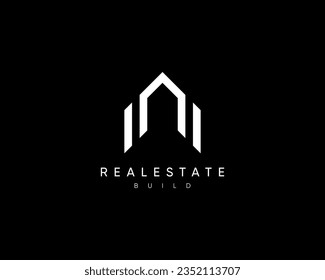 Abstract house logo. Modern architecture, structure, planning, property, residence, apartment vector design symbol.