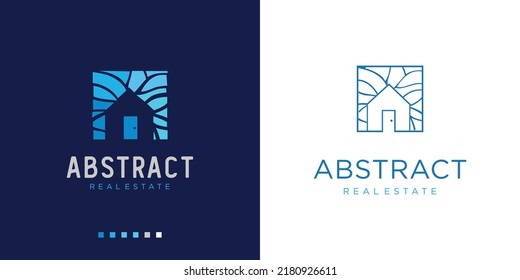 Abstract House Logo Modern Home Decor Icon With Element Of Geometric Shapes Stock Vector