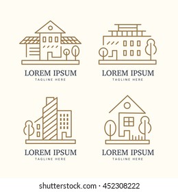Abstract house logo set. Vector template for your company.