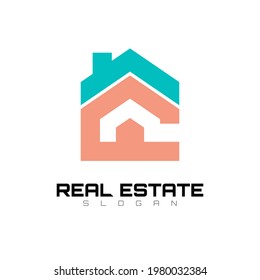 Abstract house logo with simple design vector, flat style