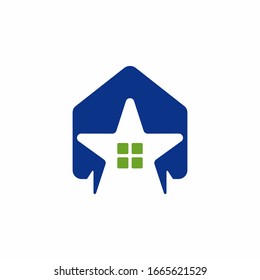 Logo de Abstract House con estrella. Puede usar para sus elementos de diseño, iconos de sitio web, iconos de aplicación, UI y más.