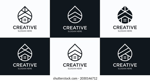 Colección de plantillas de logotipo de la casa abstracta